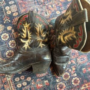 Vintage Western Leather Peewee Cowboy Boots